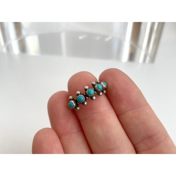 Zuni Pueblo Bell Trading Post Sterling Silver Turquoise Vintage Ring - sz 6 - Picture 10 of 11